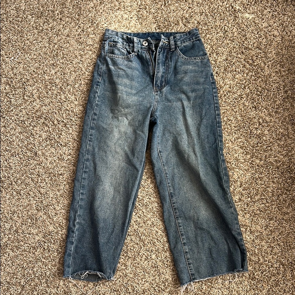 Dark wash wide leg jeans